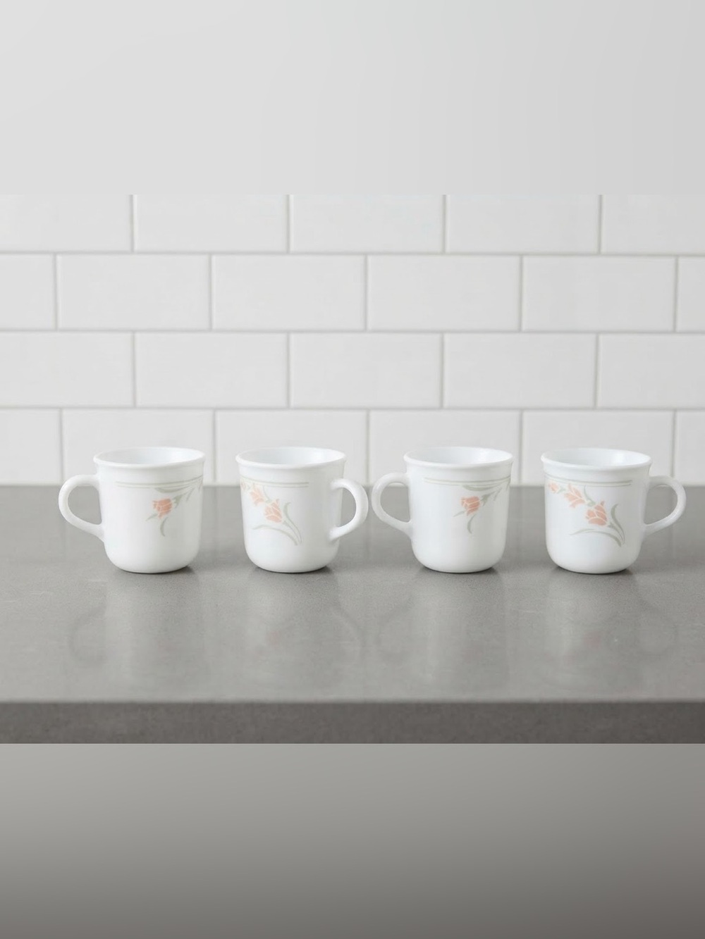 vintage Corelle Peach Garland Mug made by Corning.
 Set of 4